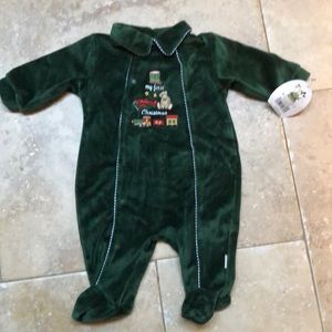 My 1st Christmas, soft plush, footed pajamas